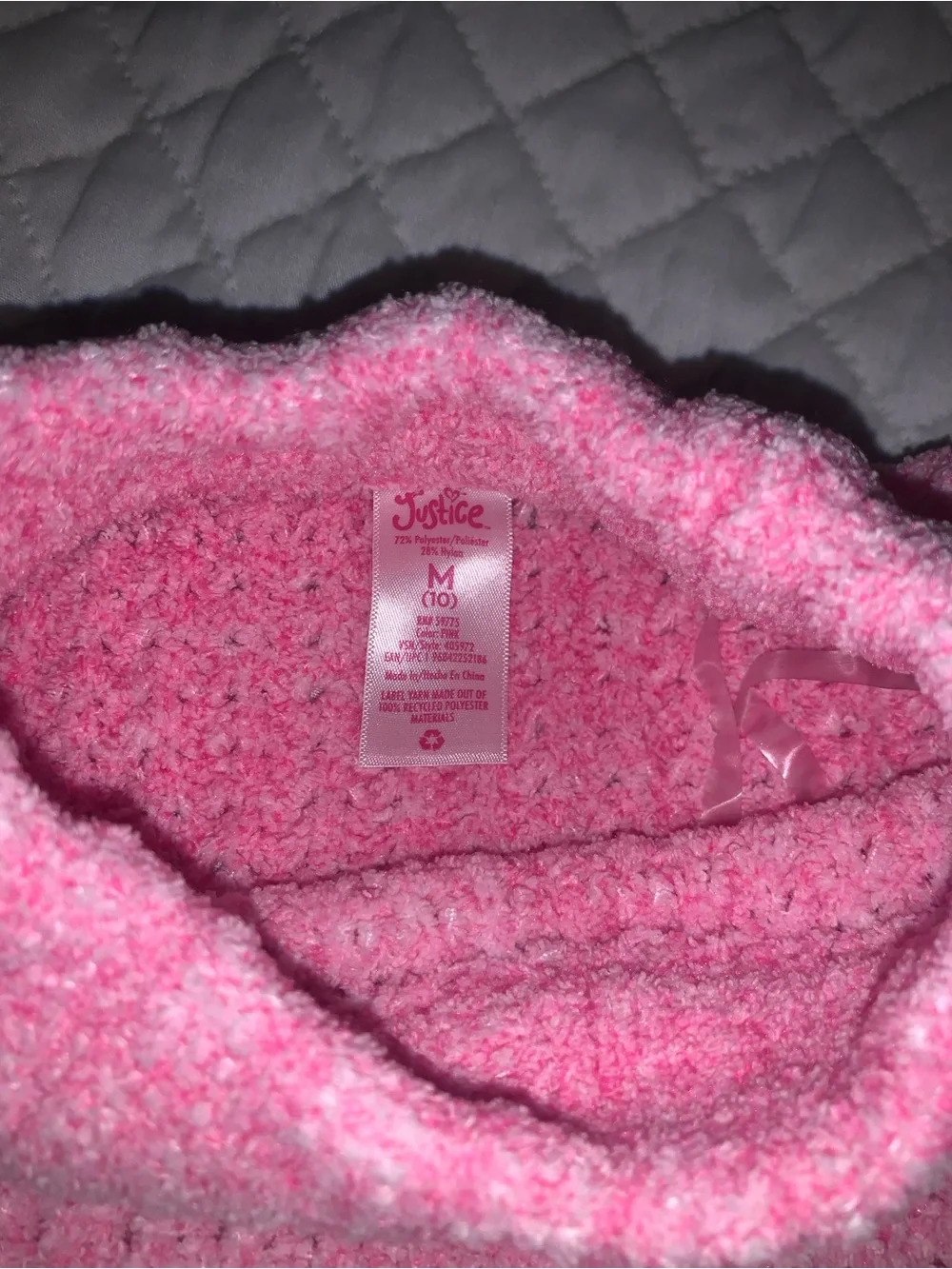 Justice Pink Chunky Mock Neck Waffle Sweater